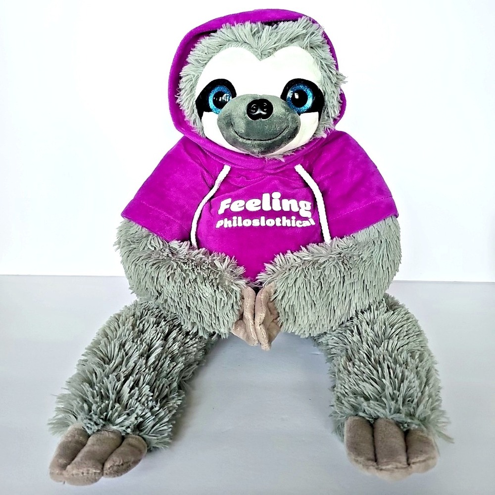 Sloth Plush Feeling Philosthothical Purple Hoodie Glitter Eyes Stuffed Animal